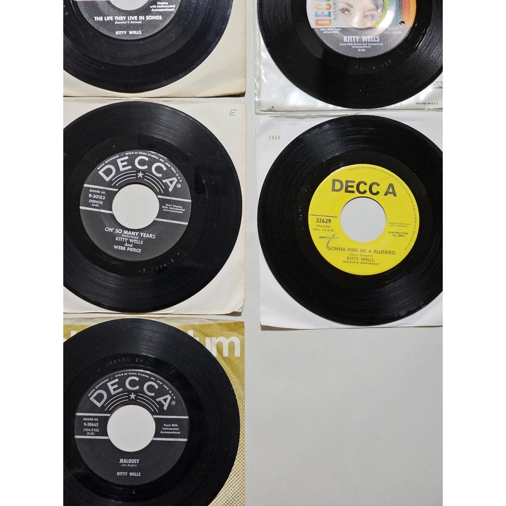 Kitty Wells 45 Rpm Vinyl‎ Record Lot, Qty 10, Decca Records, Great Country Duets - Picture 4 of 10